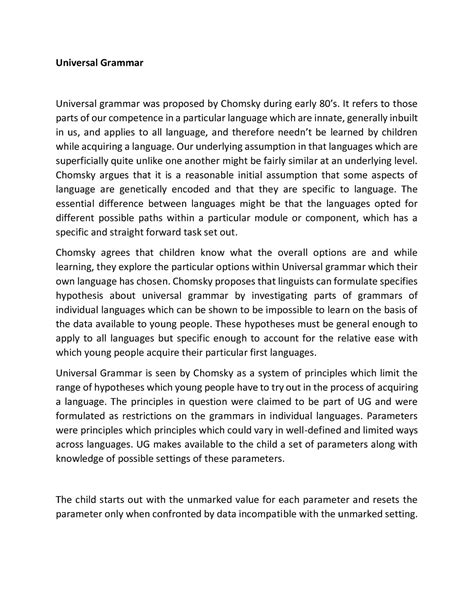 Universal Grammar 1 - Universal Grammar Universal grammar was proposed ...