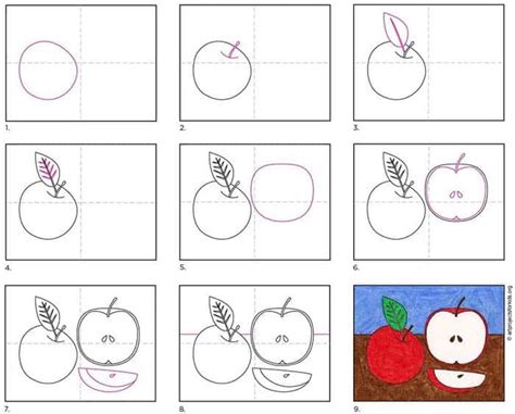 Easy How To Draw An Apple Tutorial And Apple Coloring Page — Jinzzy