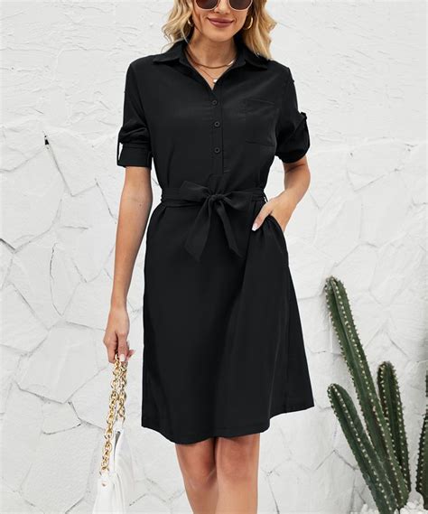 Black Pocket Shirt Dress Women Dress Up Or Down In The Versatile Design Of This Cute Shirt