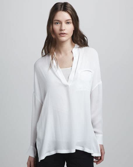 Vince Long Silk Tunic White