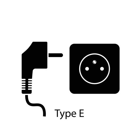 Type E Plug And Socket Vector In Silhouette Style Isolated On A White