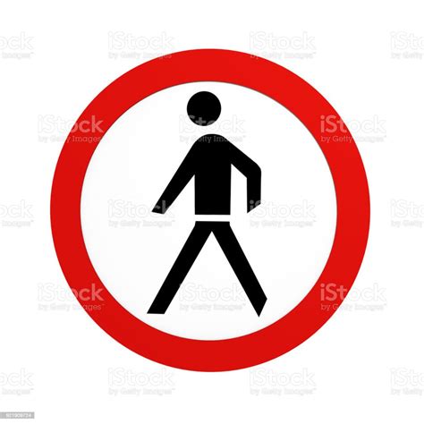 German Traffic Sign Prohibition For Pedestrians In Front View Isolated