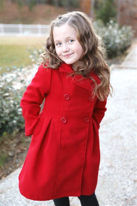 Girls Perfect Red Coat Red Coat Coat Red Peacoat