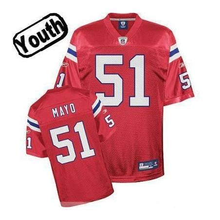 Jerod Mayo Youth Football Jersey -#51 New England Youth Jersey(Red) S/10-12