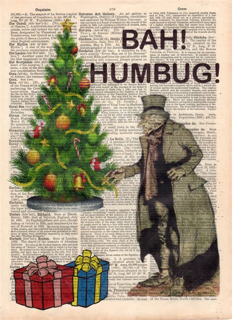 Scrooge Christmas Carol Bah Humbug Dickens Quote Antique Etsy Uk