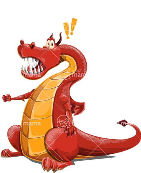 Big Red Dragon Cartoon Character Shocked Graphicmama