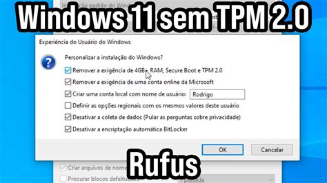 Windows Em Pc Sem Tpm E Secure Boot Rufus Preparando Pen