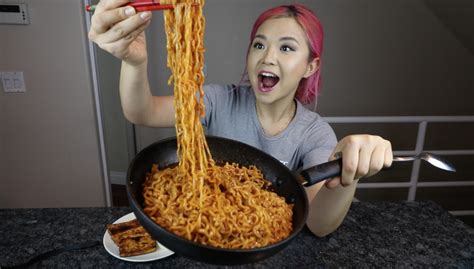 Nuclear Fire Noodle Challenge Extremely Spicy Video Cheap Lazy Vegan