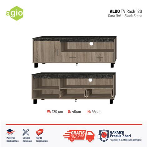 Oggi Meja TV TV Rack Agio Aldo TV Rack 120 Black Stone Oggi