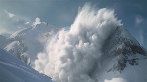 Premium Ai Image An Avalanche On A Snowy Mountain Peak