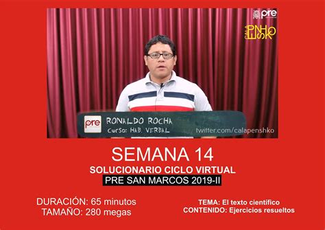 Solucionarios De La Pre San Marcos Habilidad Verbal Semana 14 Pre San