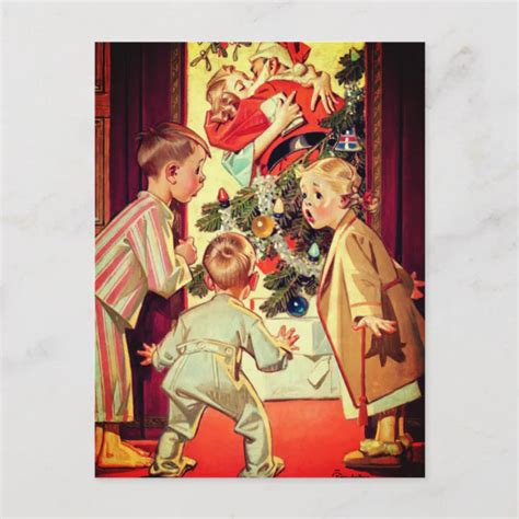 I Saw Mommy Kissing Santa Claus Vintage Holiday Postcard | Zazzle