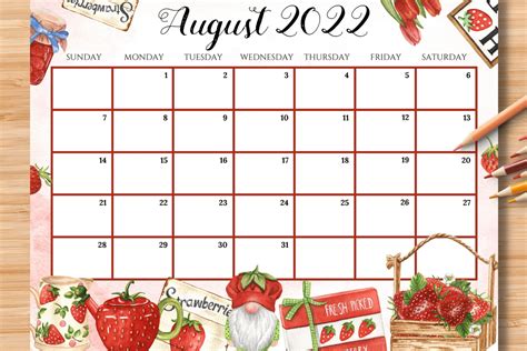 Cute August Calendar Printable