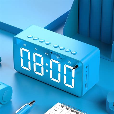 BT506 LED Speaker Mirror Alarm Clock with Wireless Bluetooth for Office ...