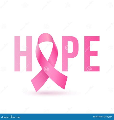 Hope Emblem With Pink Ribbon Symbol For Breast Cancer Awareness Stock