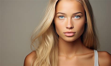 Premium Photo A Woman With Long Blonde Hair And Blue Eyes