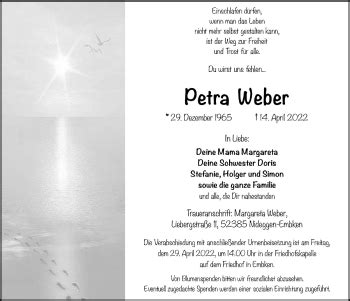 Traueranzeigen Von Petra Weber Wirtrauern