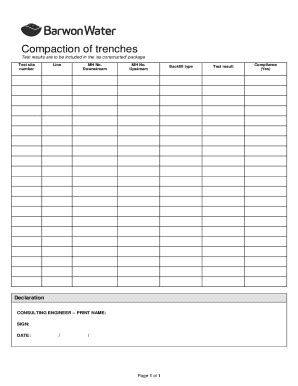 Fillable Online Compaction Of Trenches Form Fax Email Print Pdffiller