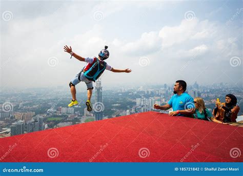 A Base Jumpers In Jumps Off From Kl Tower Editorial Image