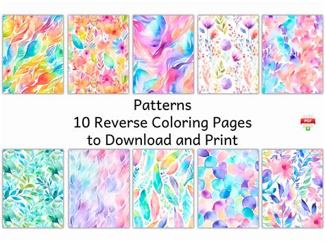 10 Captivating Patterns Reverse Coloring Pages Bundle For Etsy