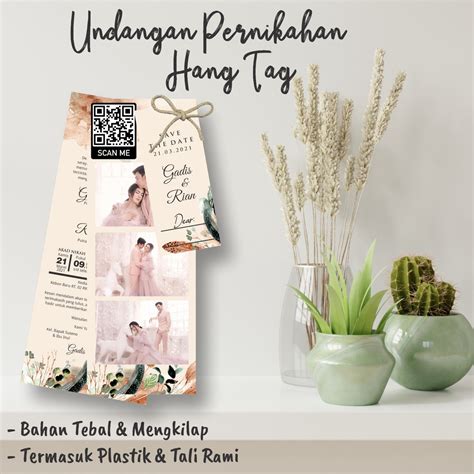 Jual Undangan Pernikahan Hang Tag Tali Rami Minimalis Murah Modern