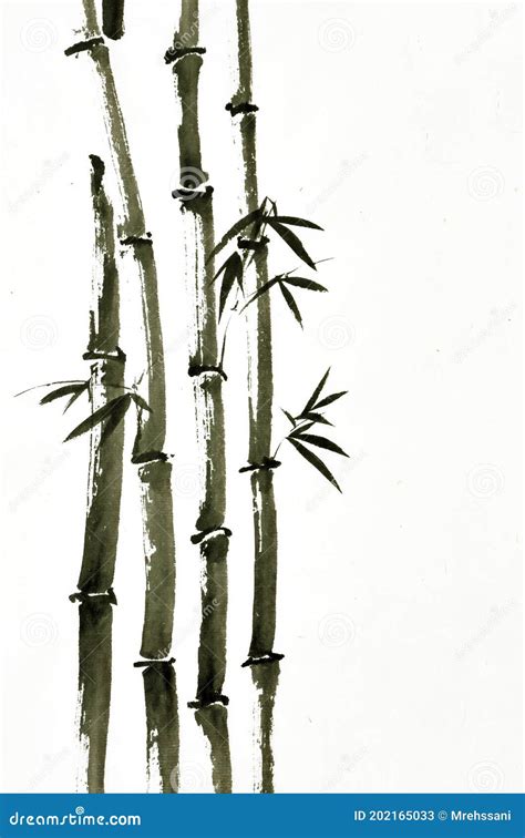 Beautiful Art Of Bamboo Ink Brush Painting In Chinese Traditional Art