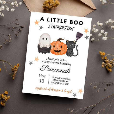 Little Boo Baby Shower Invitation Set Halloween Baby Shower Invite