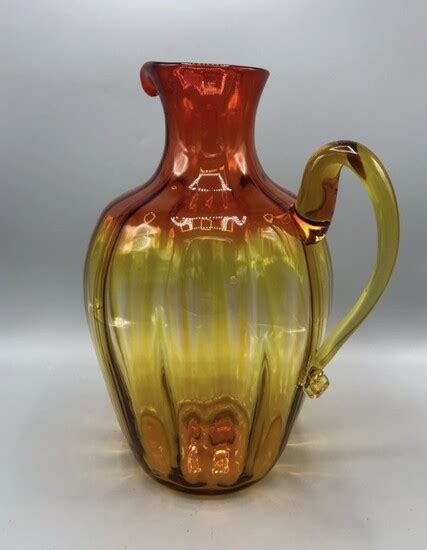 Blenko Glass Co Tangerine Optic Pitcher In United States