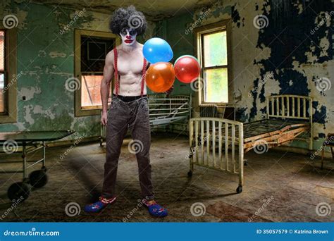 Evil Clown Inside Condemned Room With Hospital Bed Stock Image Image