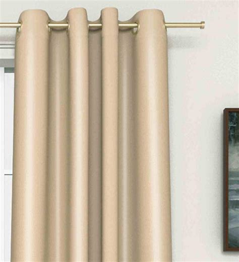 Buy Beige Solid Polyester Ft Blackout Eyelet Window Curtain By The