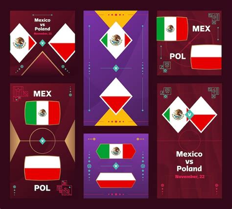 Premium Vector Mexico Vs Poland Match World Football 2022 Vertical