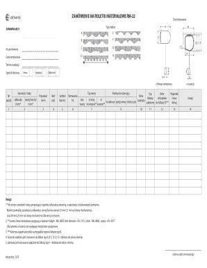 Fillable Online Anwis ZAMWIENIE NA ROLETKI MATERIAOWE RM 32