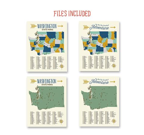 Four Maps Of Washington With The Names And Cities