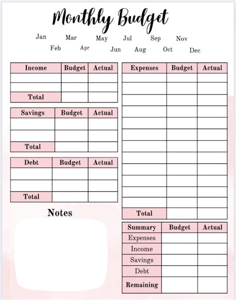 Printable Monthly Budget Template Biweekly Budget Worksheet Simple