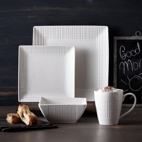 Trudeau Mesh Square Fine Porcelain Pc Dinnerware Set Kadra