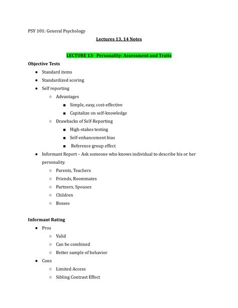 Psy 101 General Psychology Lecture 13 14 Psy 101 General