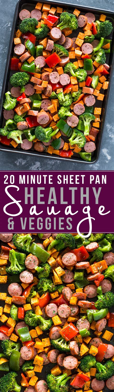 Healthy 20 Minute Sheet Pan Sausage And Veggies Gimme Delicious