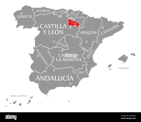 La Rioja red highlighted in map of Spain Stock Photo - Alamy