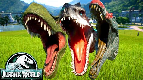 T Rex Vs Spinosaurus Indominus Rex Giganotosaurus Jurassic World Evolution Dinosaurs