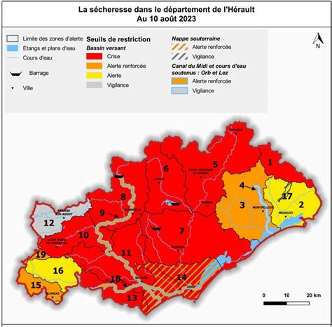 L intégralité du bassin versant du fleuve hérault est placé en crise