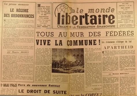 LE MONDE LIBERTAIRE N 60 Organe De La F D Ration Anarchiste Mensuel