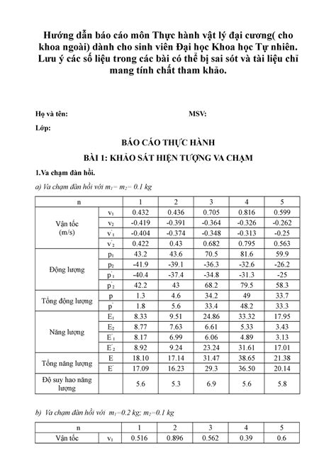 Báo cáo thực hành vật lý đại cương Hướng dẫn báo cáo môn Thực hành