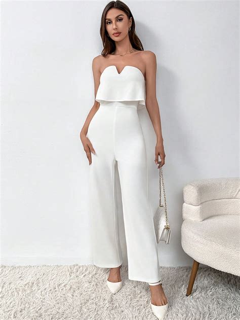 Shein Priv Solid Zipper Back Tube Jumpsuit Shein South Africa