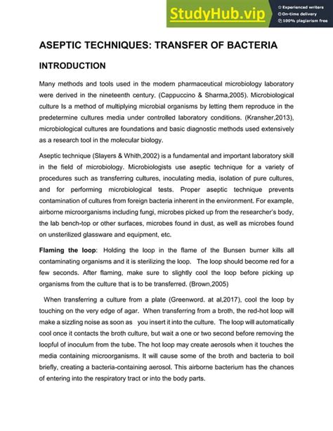 Aseptic Techniques Transfer Of Bacteria Pdf