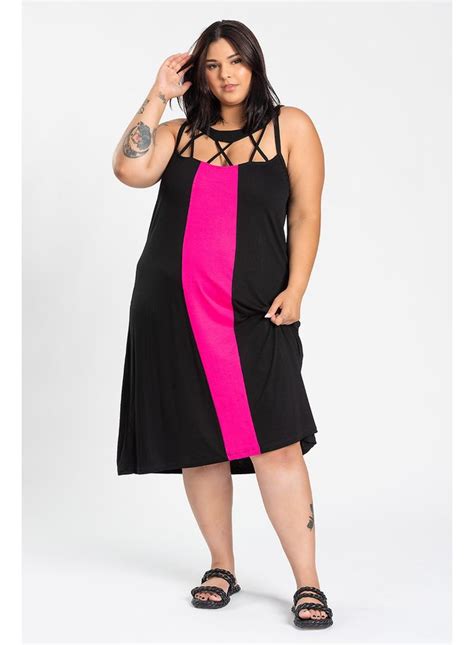 Vestido Longo Feminino Plus Size Malha Viscose Detalhe Faixa