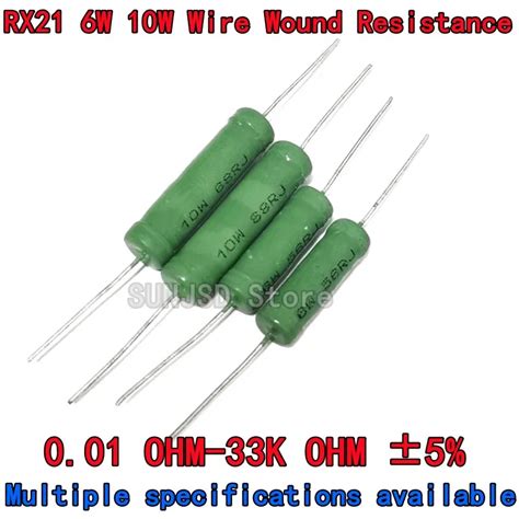 10 Piezas RX21 5W 6W 10W Resistencia A La Herida De Alambre 0 1 33K 3