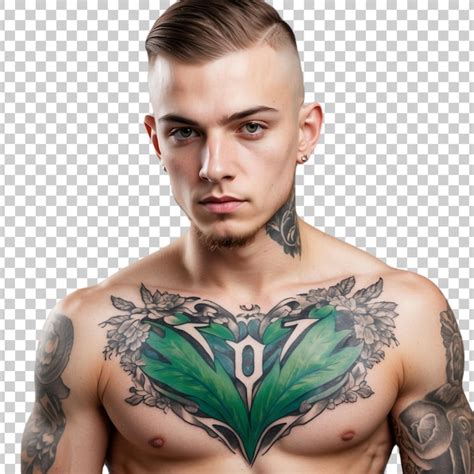 Premium Psd A Man With A Tattoo On His Chest And A Tattoo Of A Man