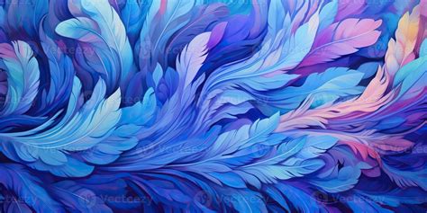 Photo Realistic Illustration Of Blue Soft Feathers Pattern Background