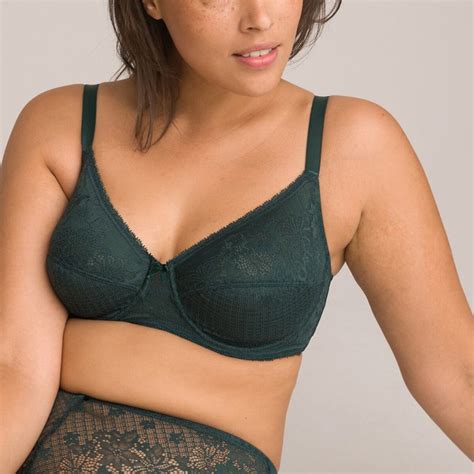 Lace Minimiser Bra Green La Redoute Collections La Redoute