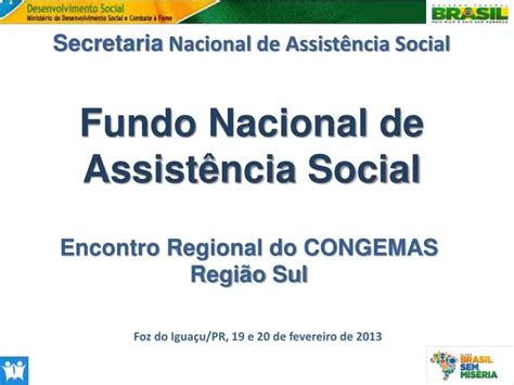 PPT Fundo Nacional de Assistência Social PowerPoint Presentation